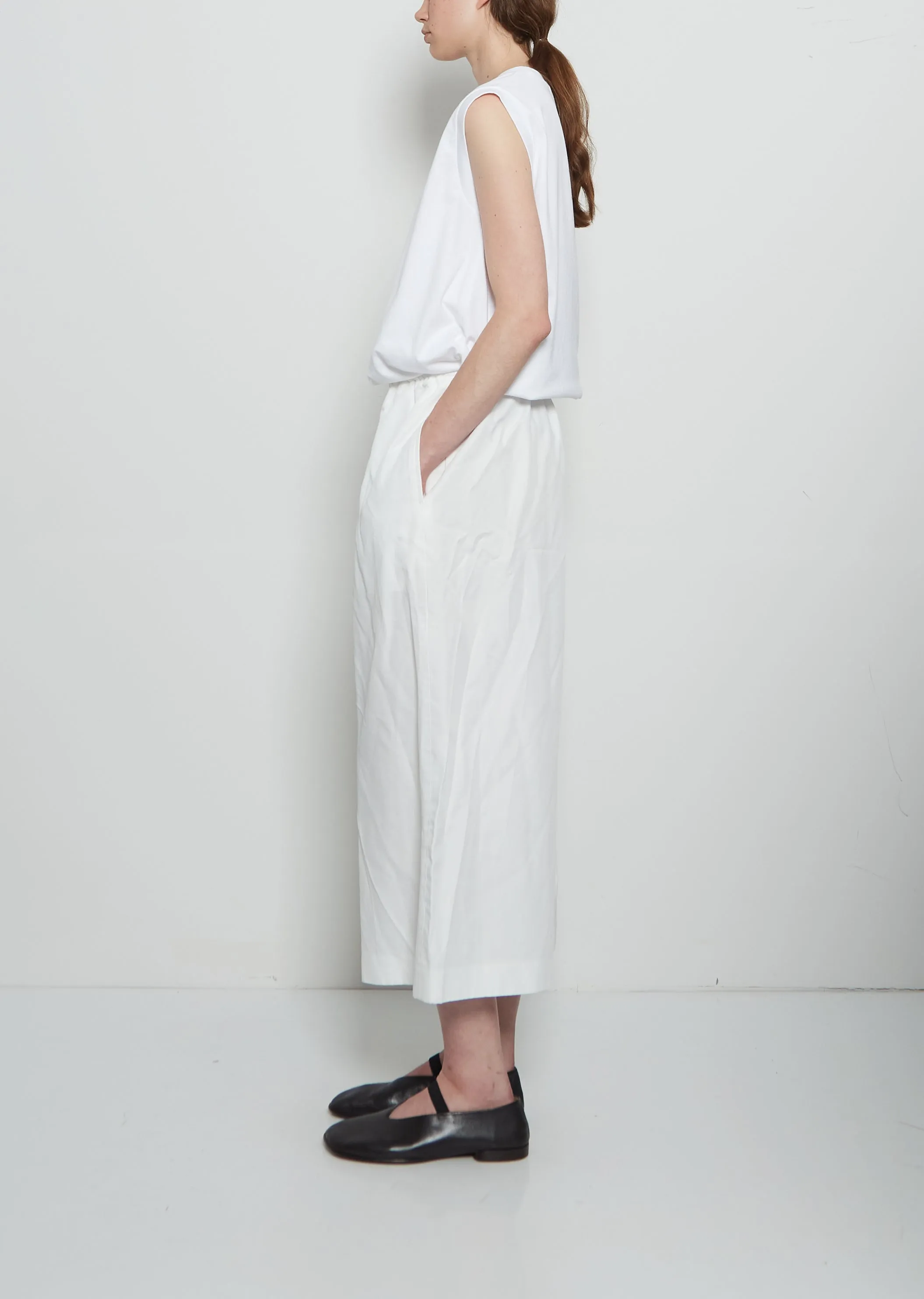 Twill Tech Drawstring Wide Pant — White sold by La Garconne product image thumbnail 2