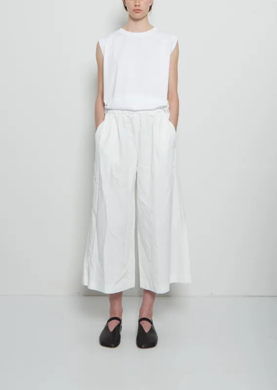 Twill Tech Drawstring Wide Pant — White made by Comme des Garcons