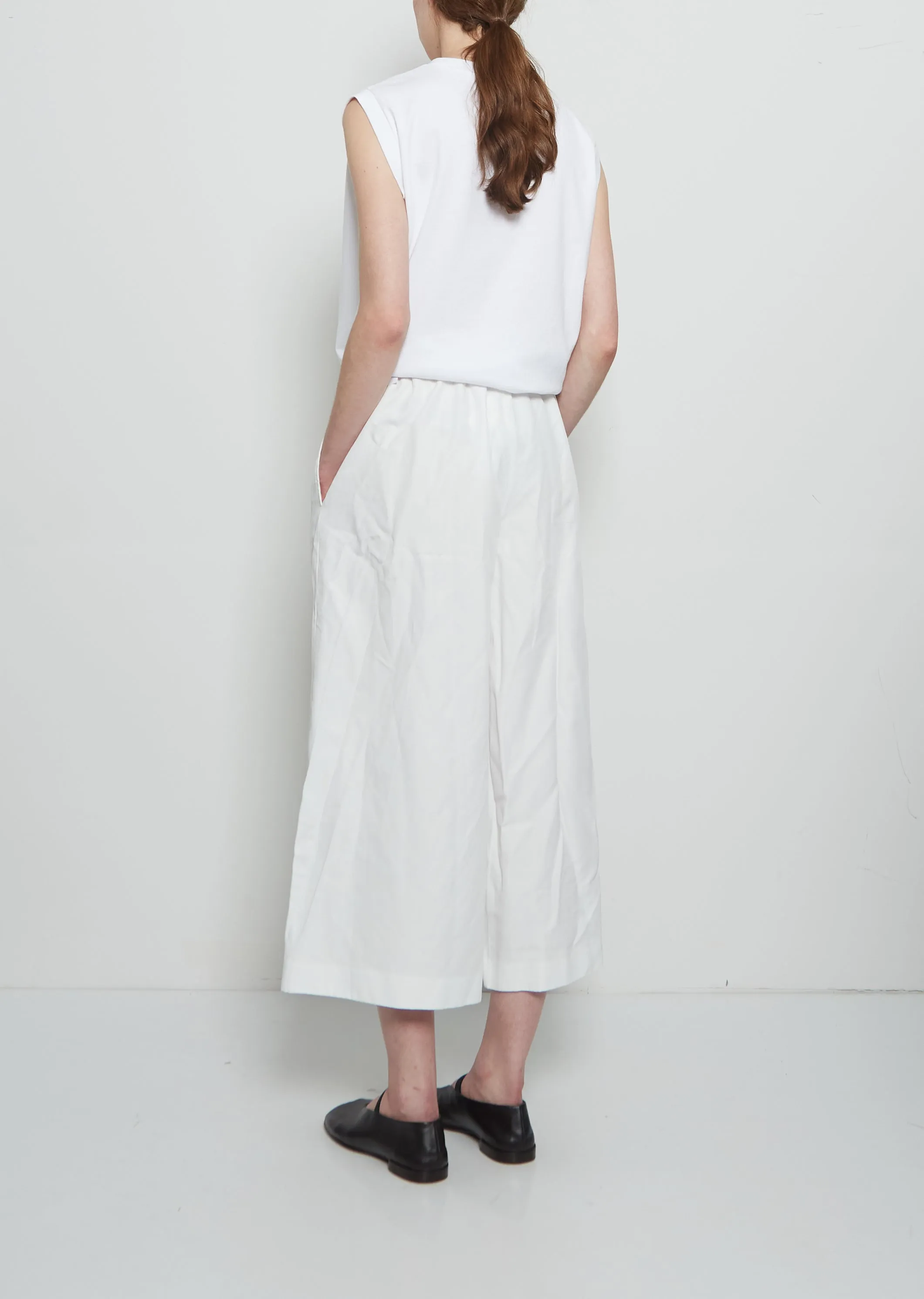 Twill Tech Drawstring Wide Pant — White sold by La Garconne product image thumbnail 3