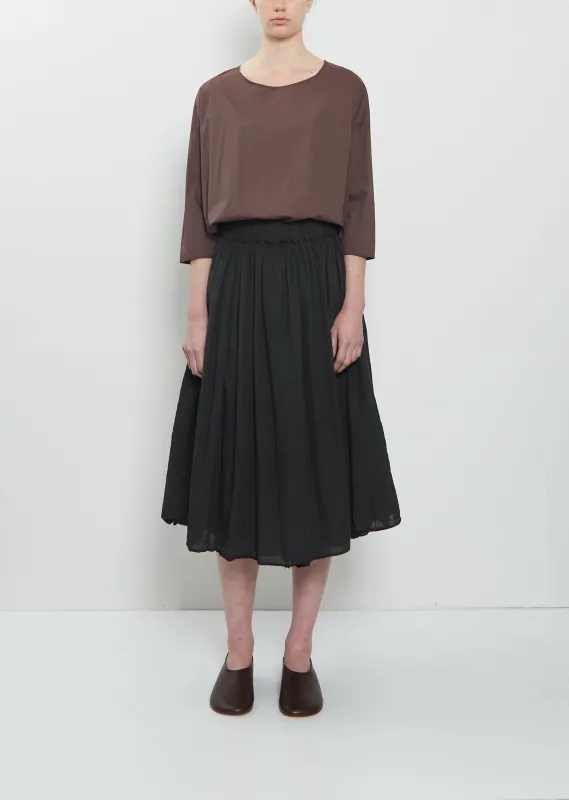 Light Cotton Gathered Double Layer Skirt — Black made by Album di Famiglia