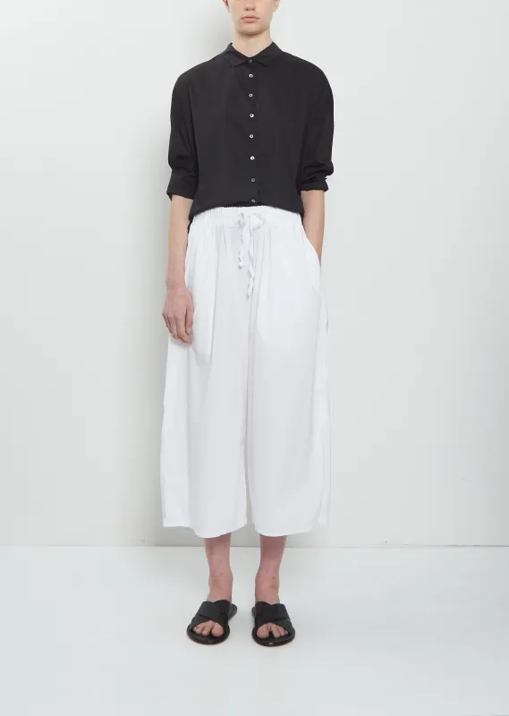 Stretch Light Canvas Cropped Trousers — White made by Album di Famiglia