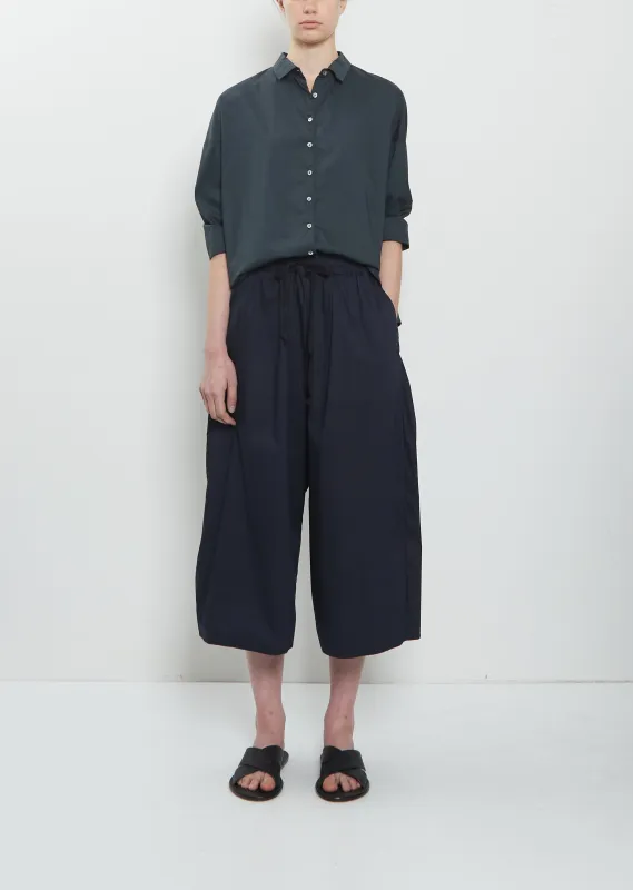 Stretch Light Canvas Cropped Trousers — Navy made by Album di Famiglia