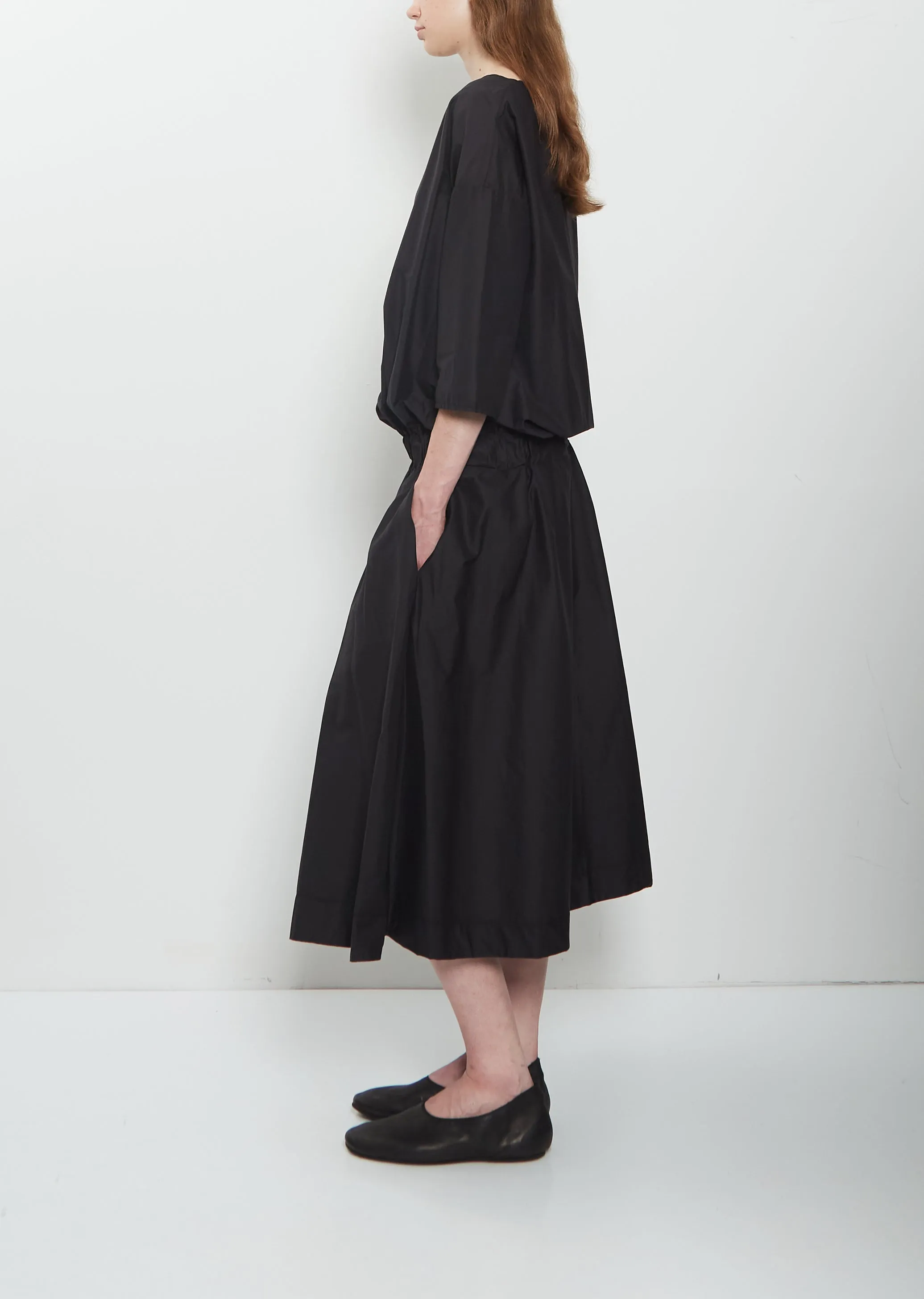 Stretch Light Canvas Gathered Dress — Black sold by La Garconne product image thumbnail 2