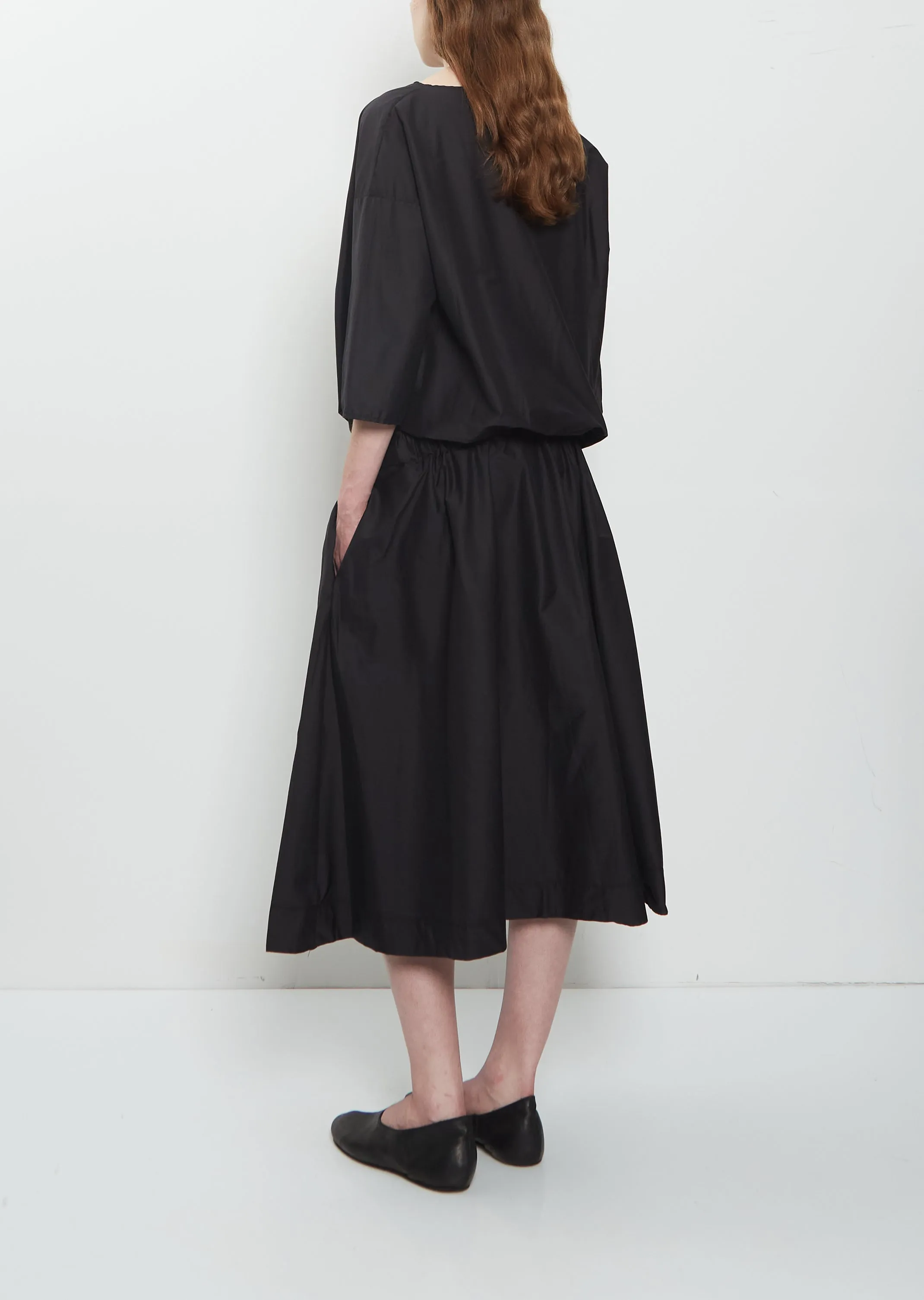Stretch Light Canvas Gathered Dress — Black sold by La Garconne product image thumbnail 3