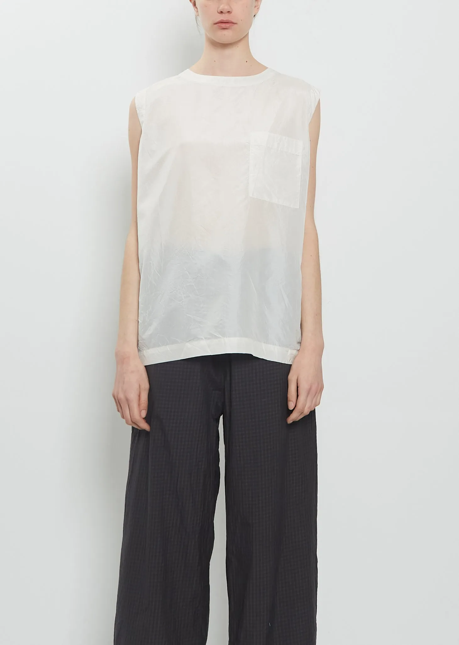 Pocket Big Tank Silk Shirt sold by La Garconne