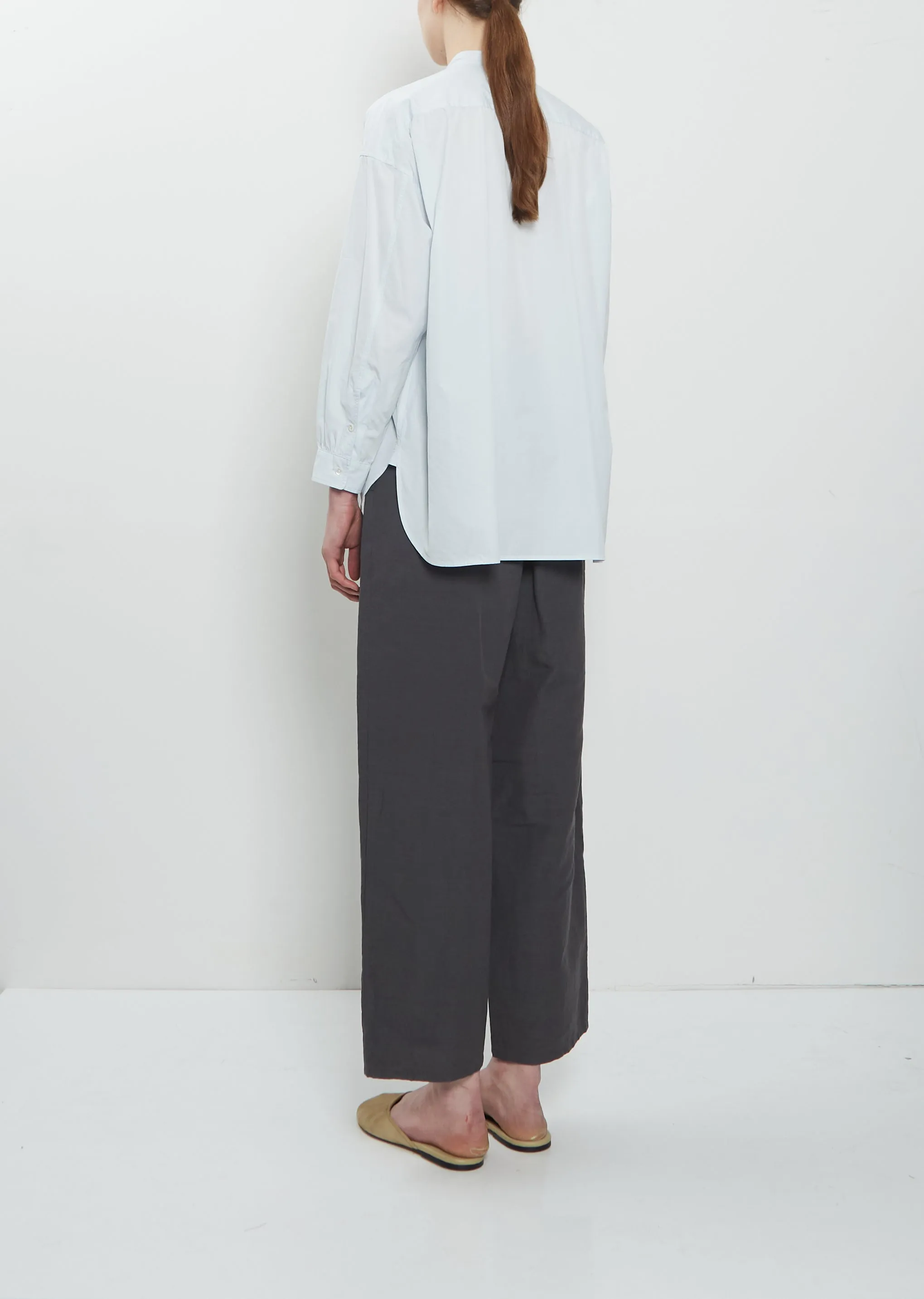 Band Collar Simple Cotton Shirt — Ice Blue sold by La Garconne product image thumbnail 3