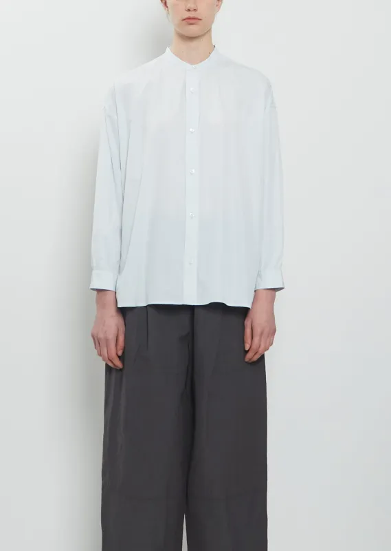 Band Collar Simple Cotton Shirt — Ice Blue made by La Garconne