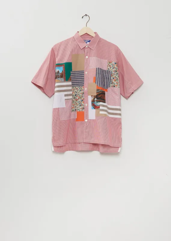 Cotton Nylon Check Patchwork Mix Shirt made by Junya Watanabe