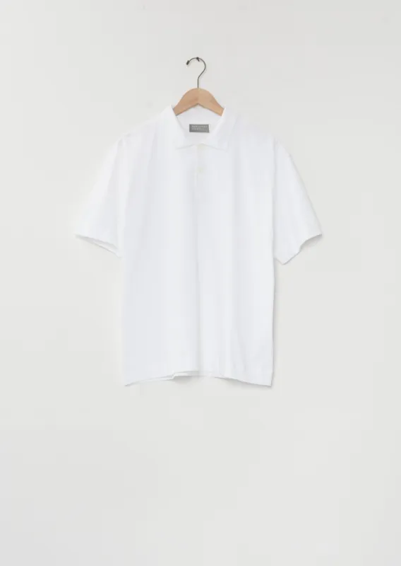 Short Sleeve Cotton Polo — White made by La Garconne