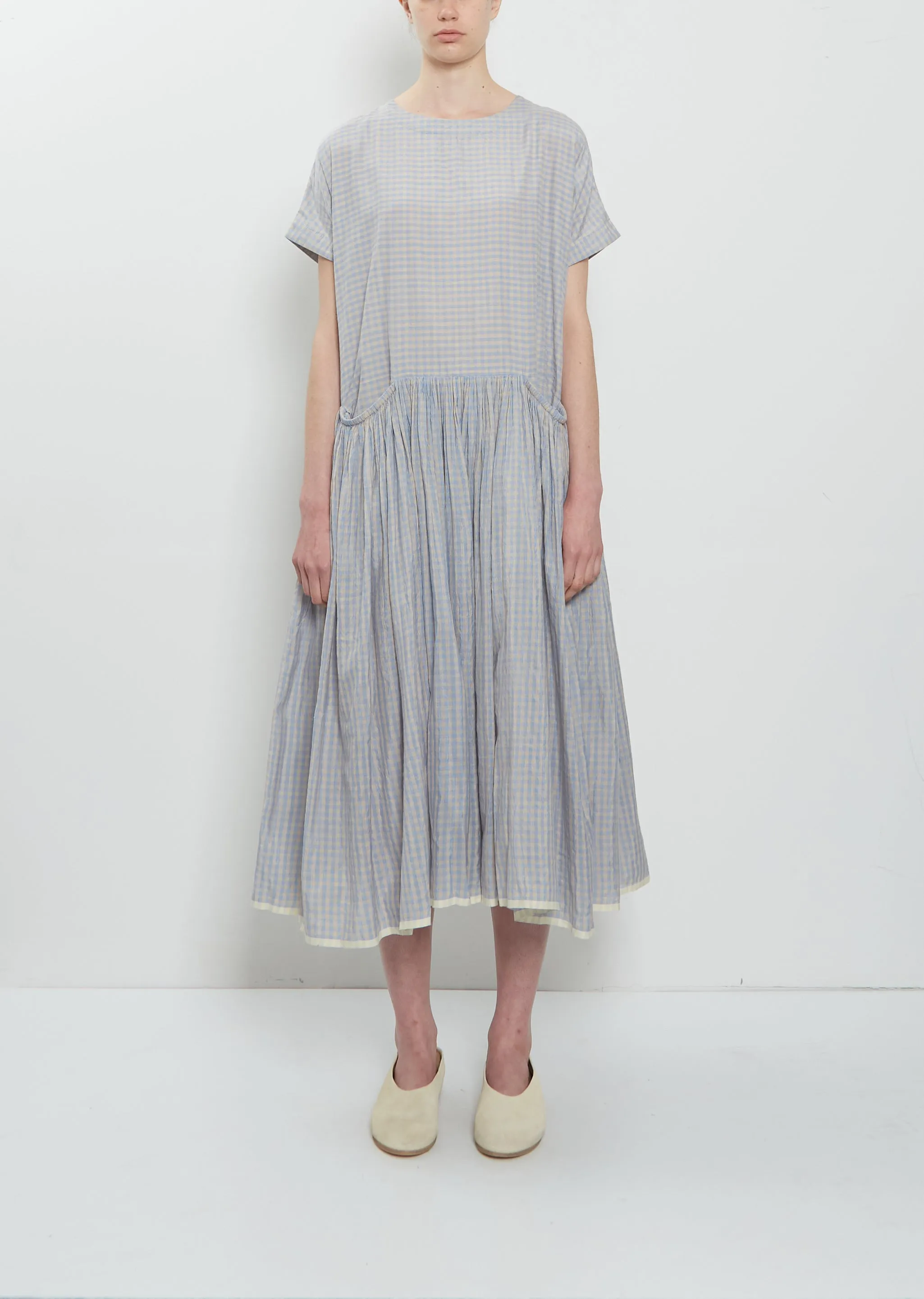 Front Pocket Gather Half Sleeve Dress sold by La Garconne