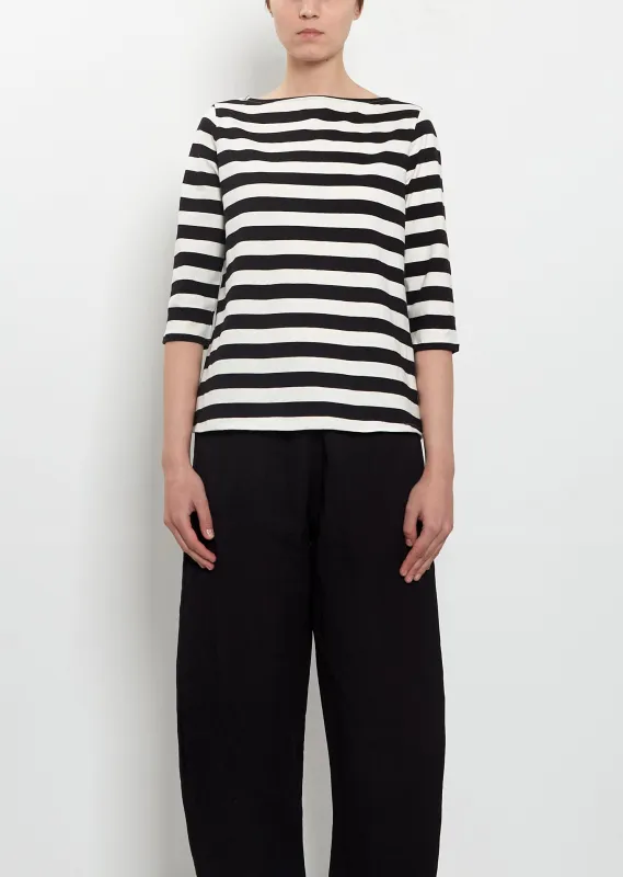 Cotton Striped Jersey 3/4 Sleeve Tee made by A Punto B