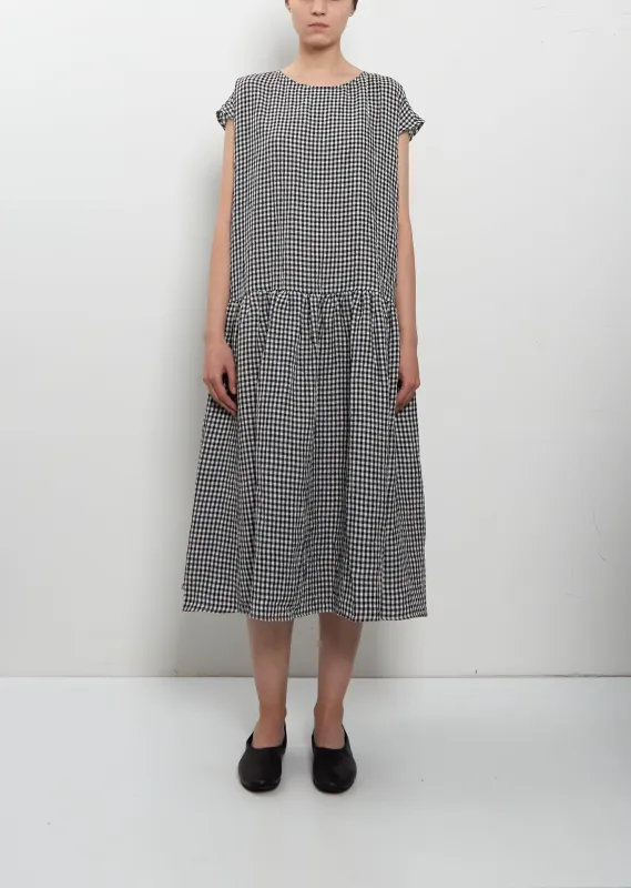 Linen Vichy Check Gathered Dress made by A Punto B