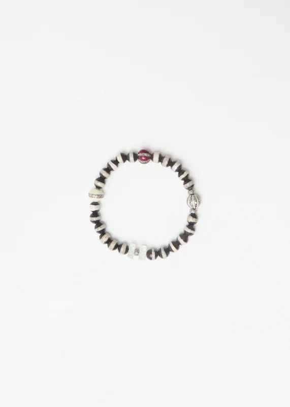 Black Agate Stripe Beaded Bracelet 164 made by La Garconne