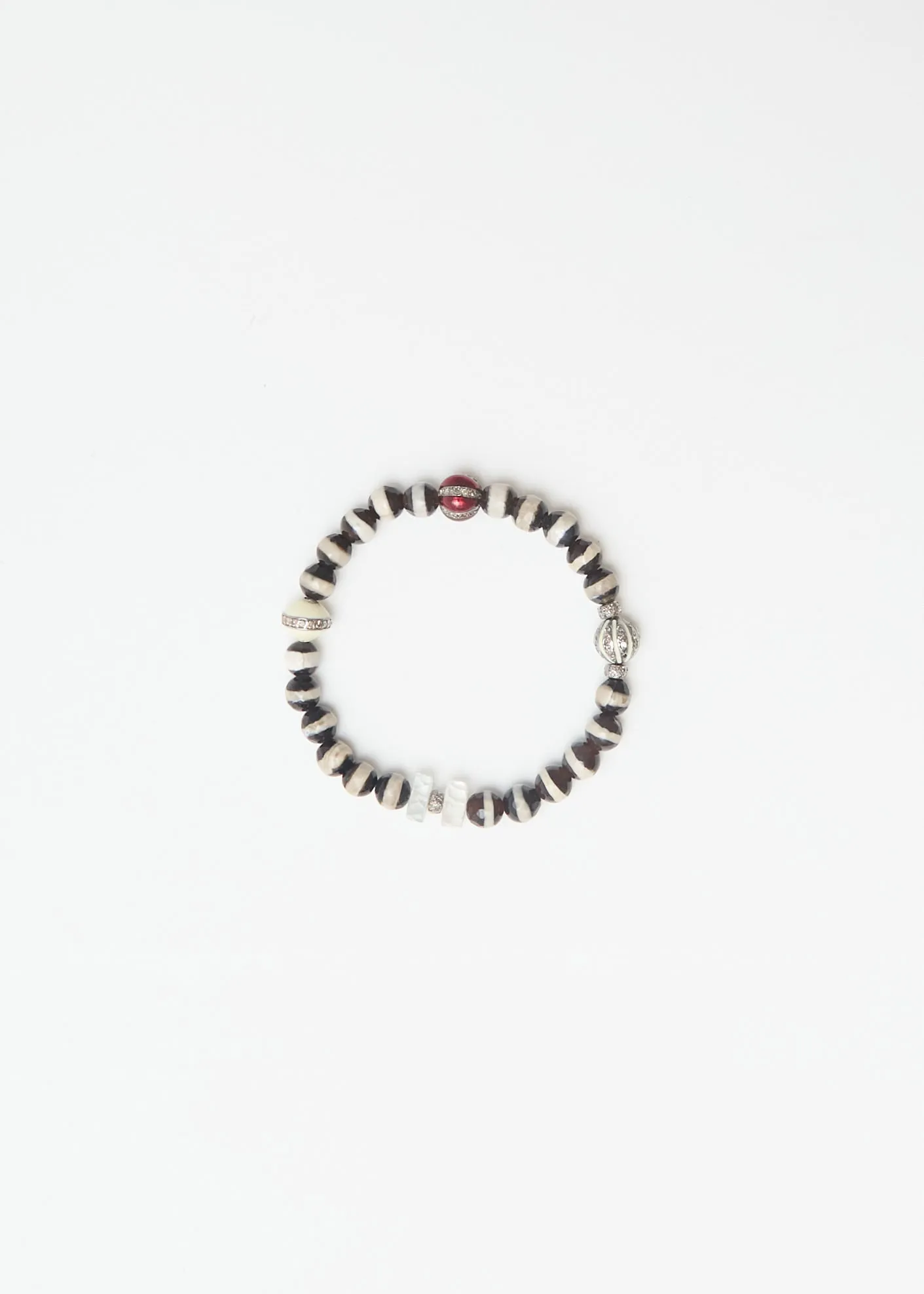 Black Agate Stripe Beaded Bracelet 164 sold by La Garconne