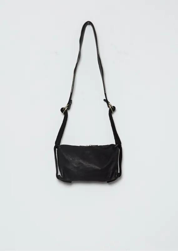Leather Crossbody Bag, Small  — Black made by Guidi