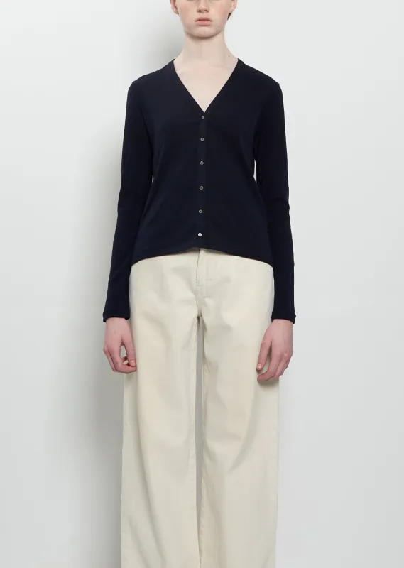 Cresp Cotton Jersey Cardigan — Dark Navy made by The Row