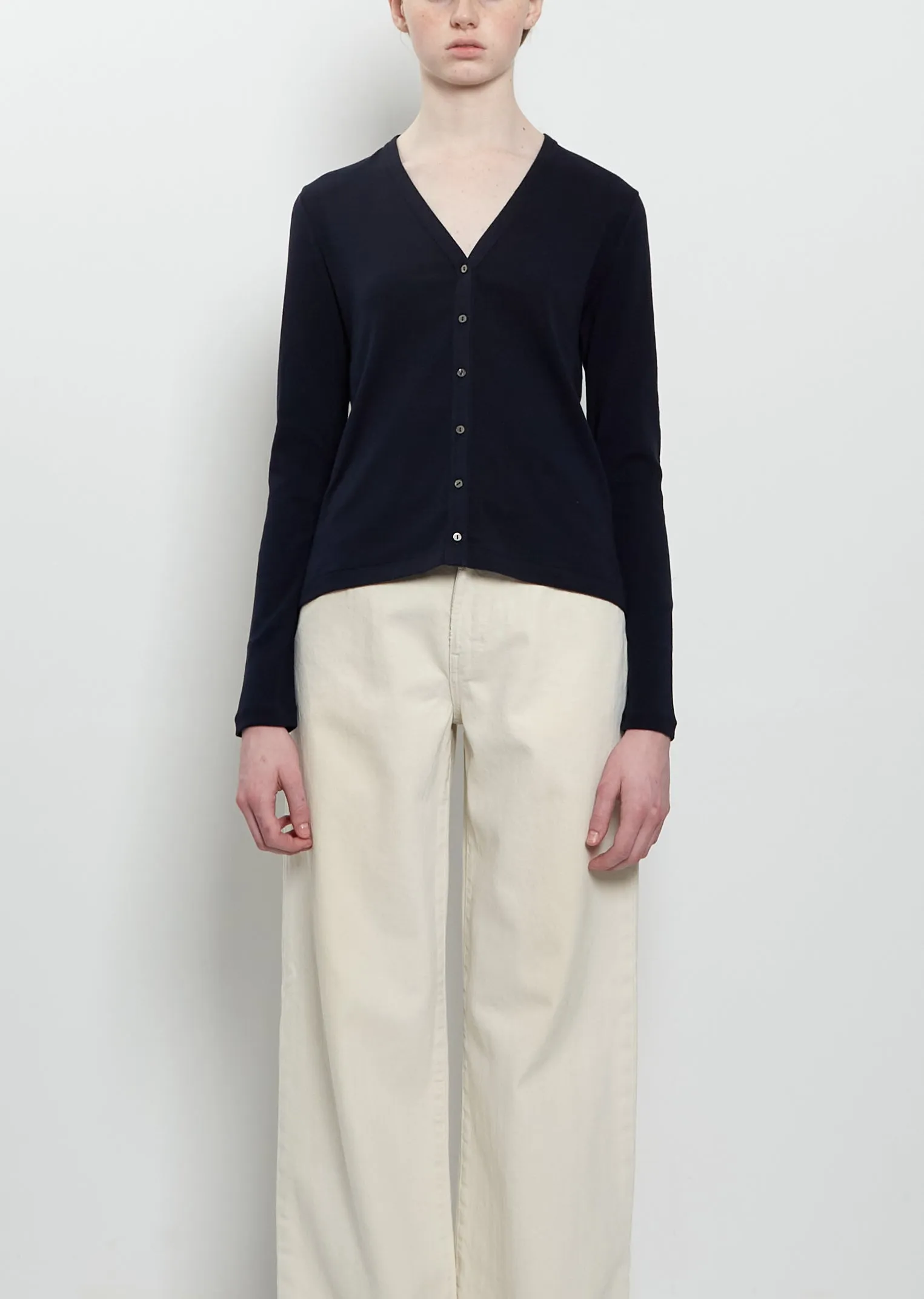 Cresp Cotton Jersey Cardigan — Dark Navy sold by La Garconne