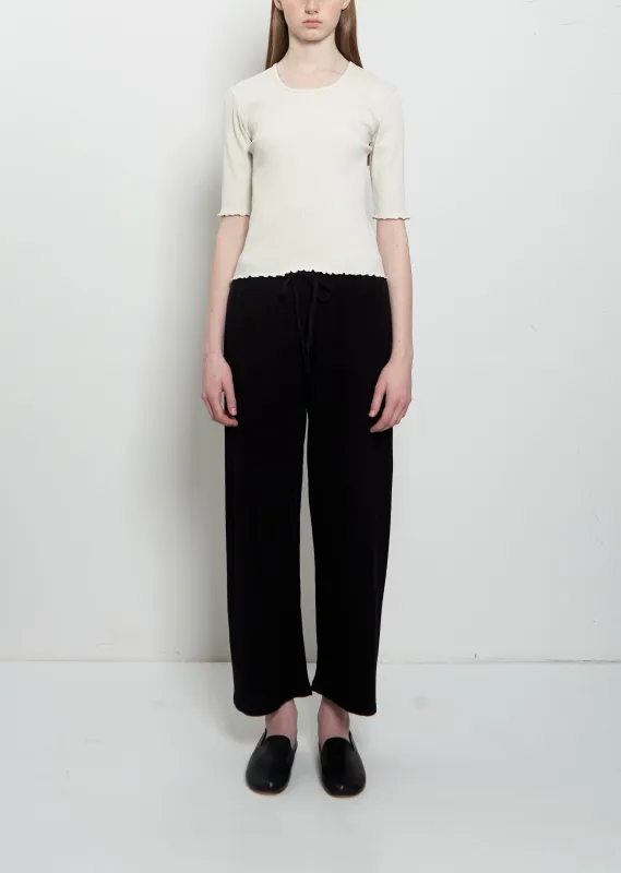Crepe Cotton Linen Capri Pants — Black made by Lauren Manoogian