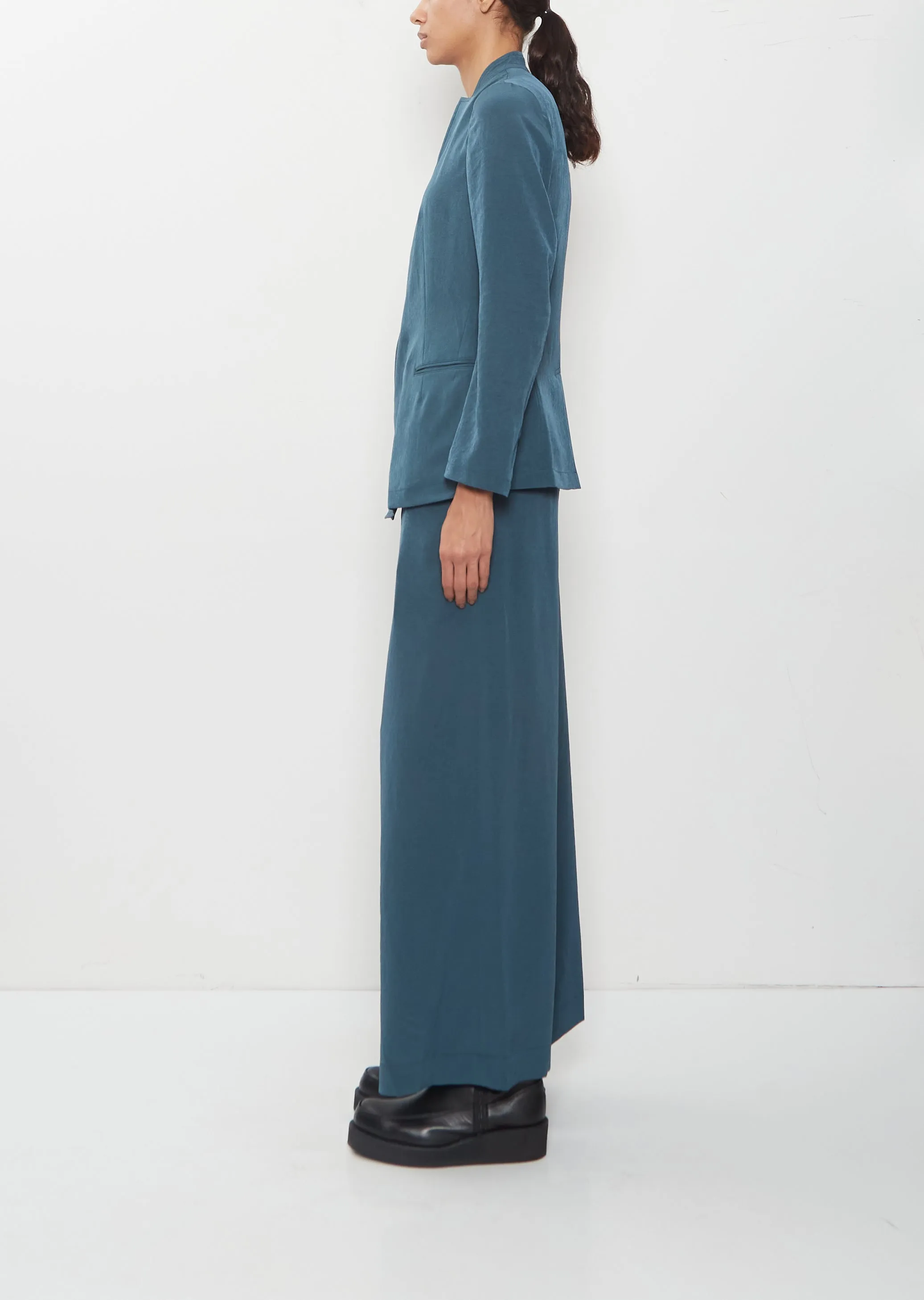 Crepe Stand Collar Jacket — Blue Green sold by La Garconne product image thumbnail 2