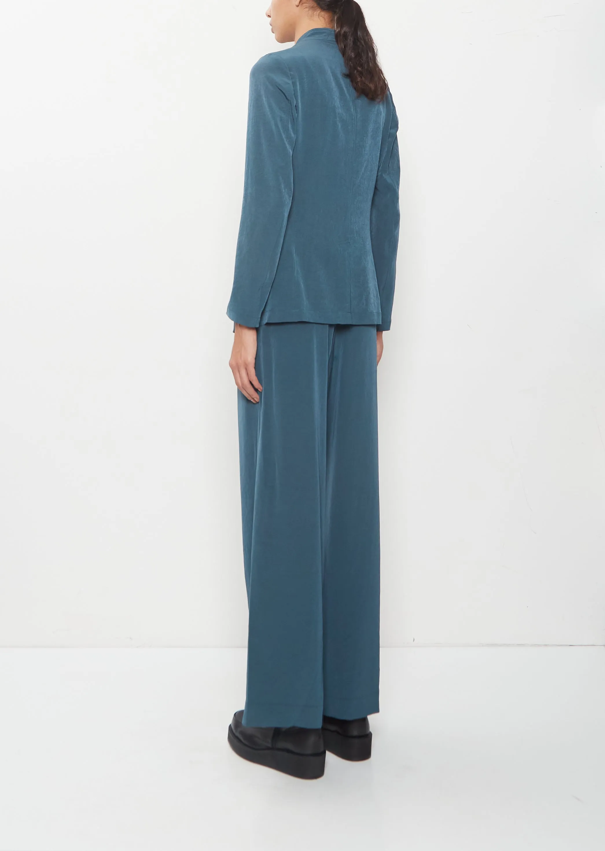 Crepe Stand Collar Jacket — Blue Green sold by La Garconne product image thumbnail 3