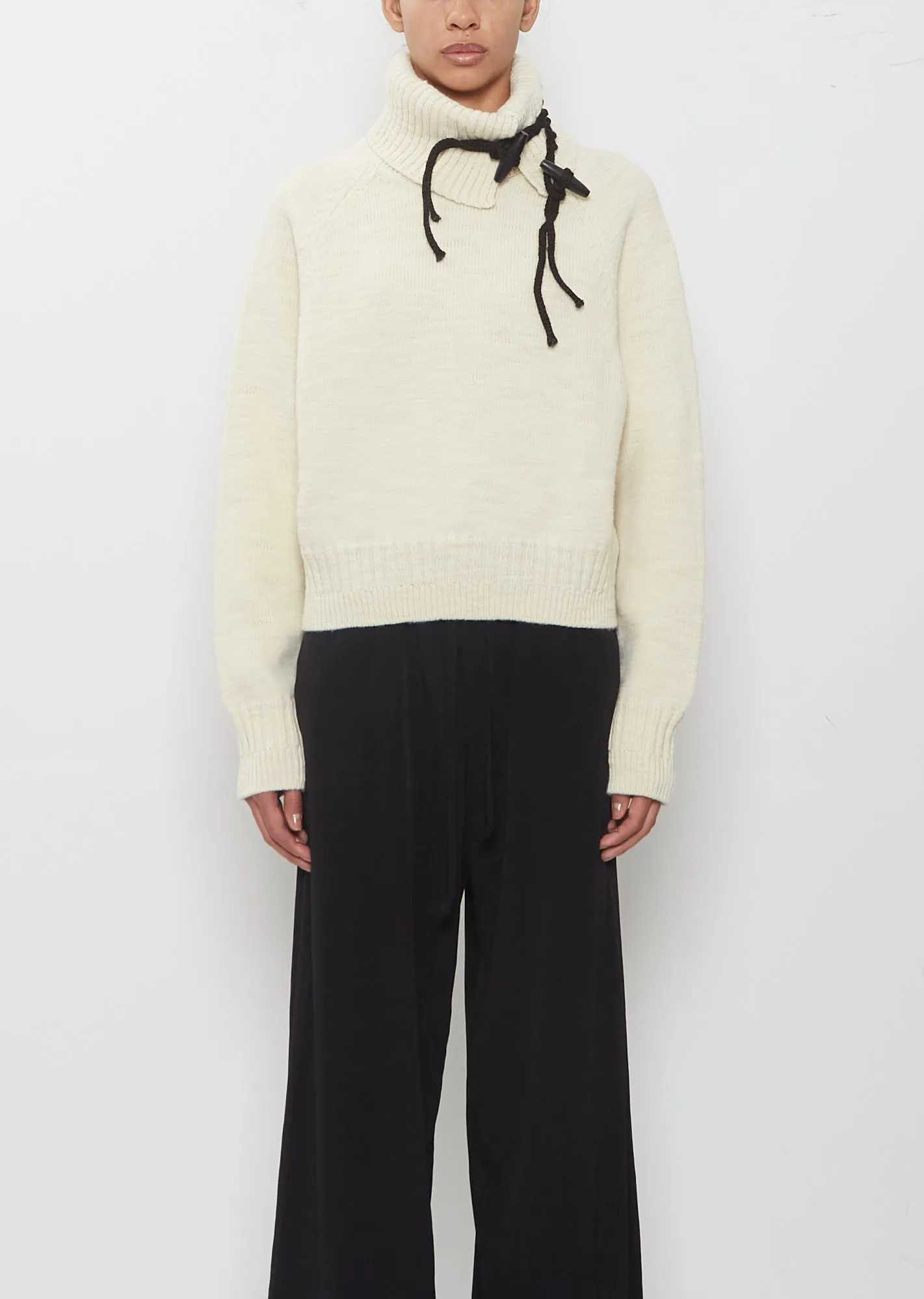 Toggle Detail Turtleneck Sweater sold by La Garconne