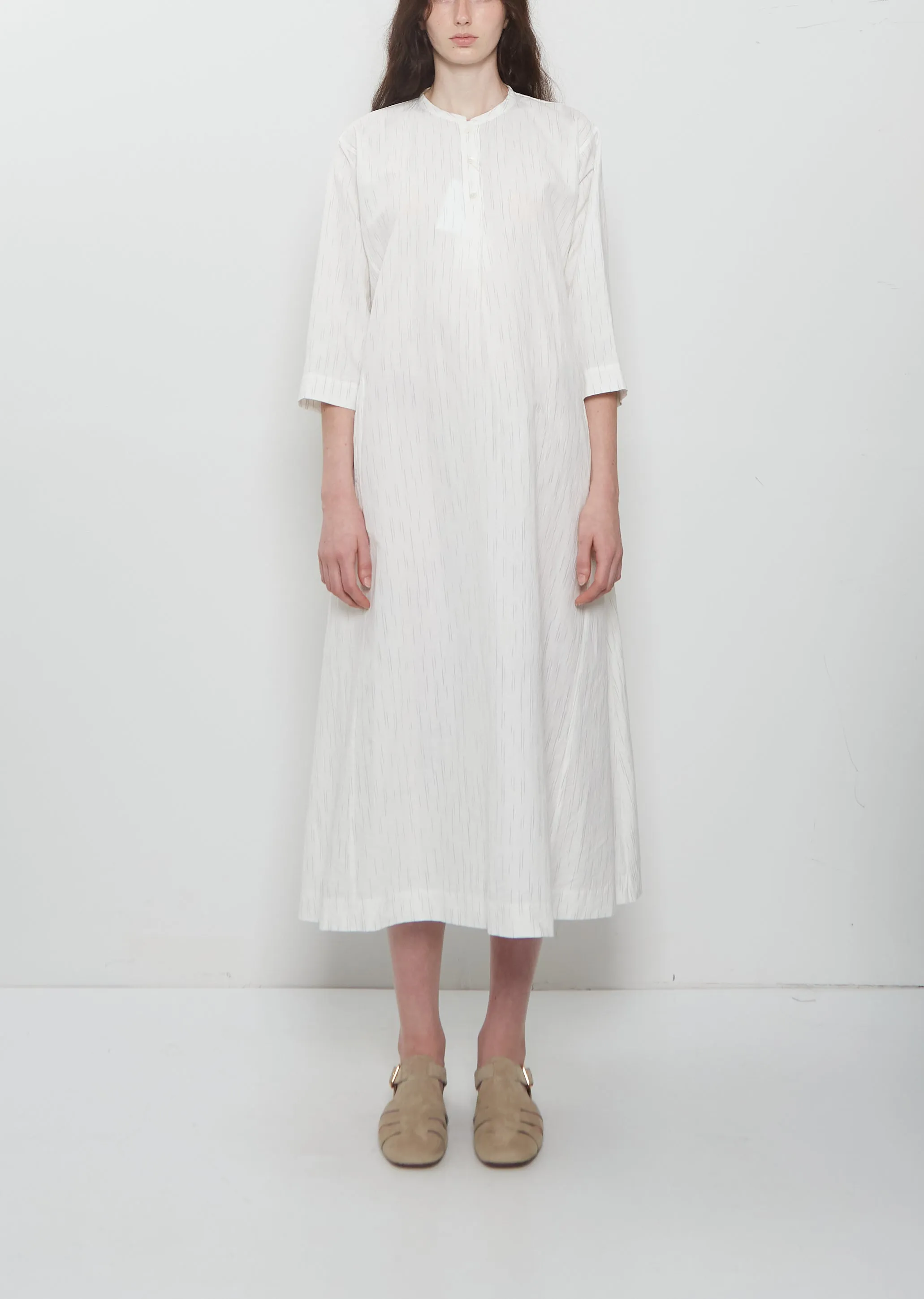 Side Panel Cotton Linen Dress — Off White sold by La Garconne