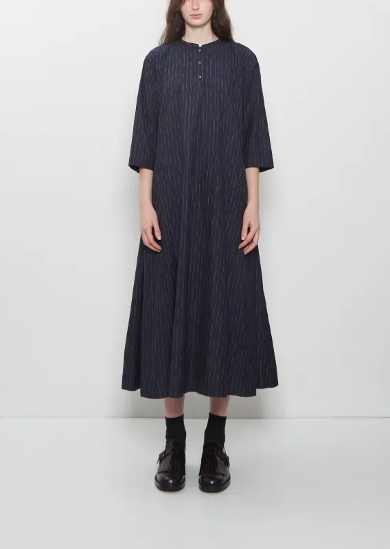 Side Panel Cotton Linen Dress — Dark Navy made by La Garconne