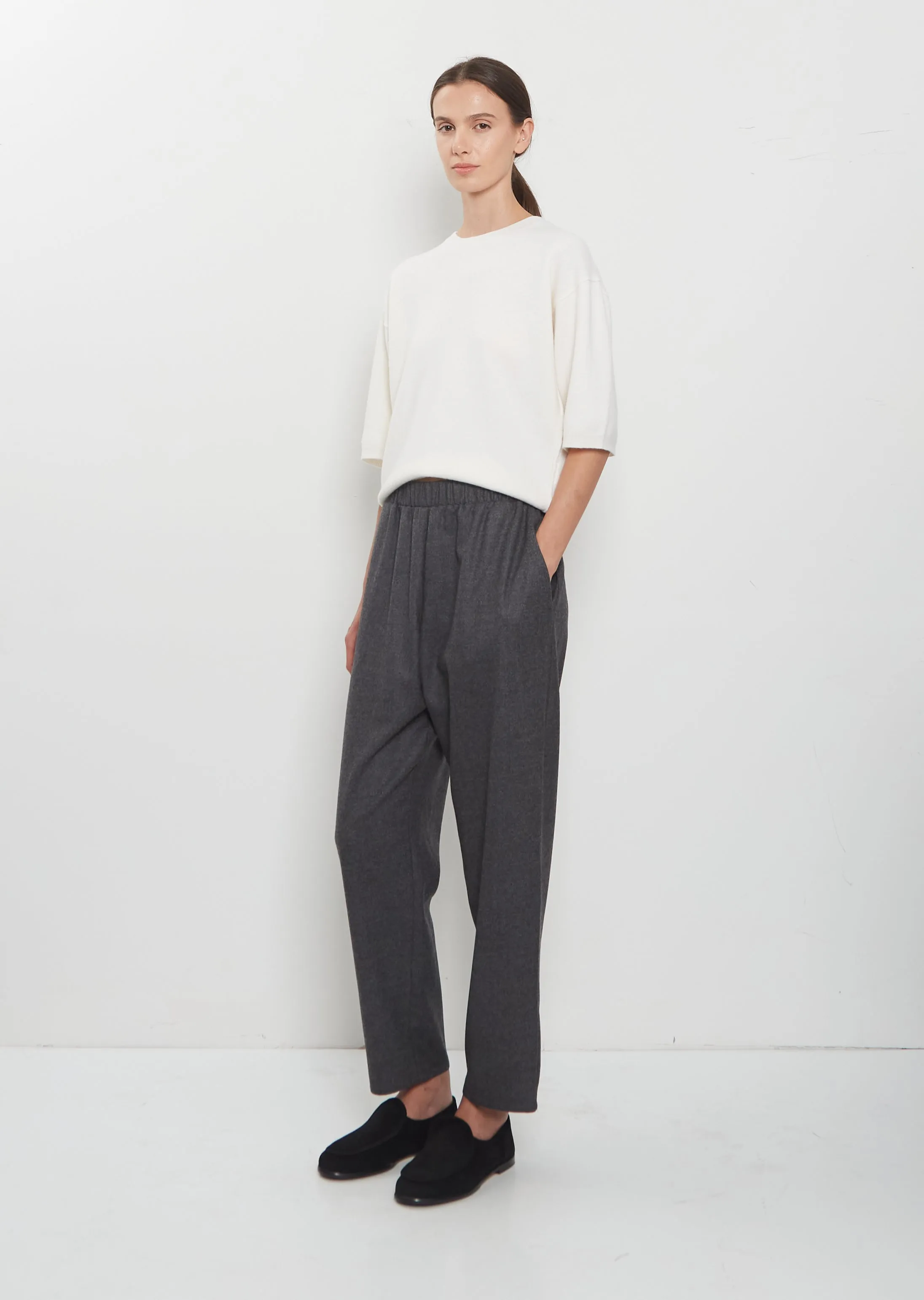 Wool Flannel Carrot Pants — Medium Grey sold by La Garconne product image thumbnail 4