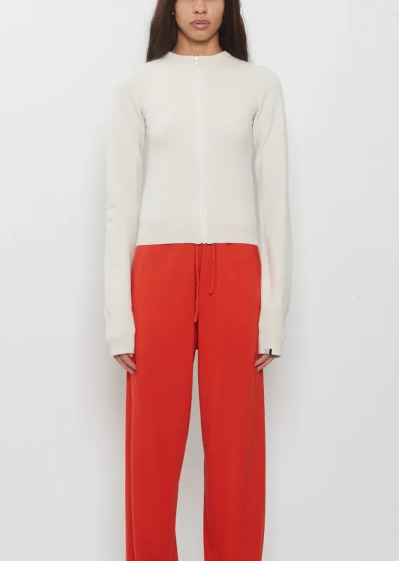 n°494 Tangerine Zip-Up Cardigan — Bone made by extreme cashmere