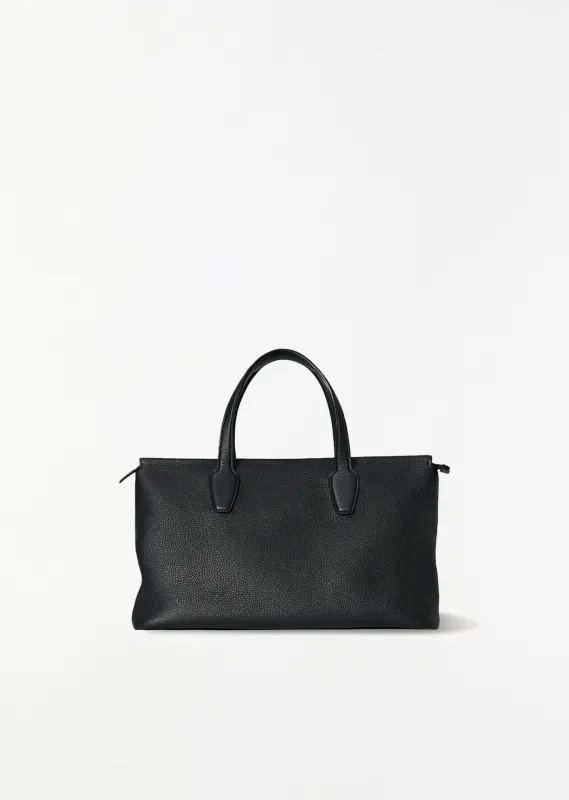 Marcel Leather Handbag — Black made by The Row