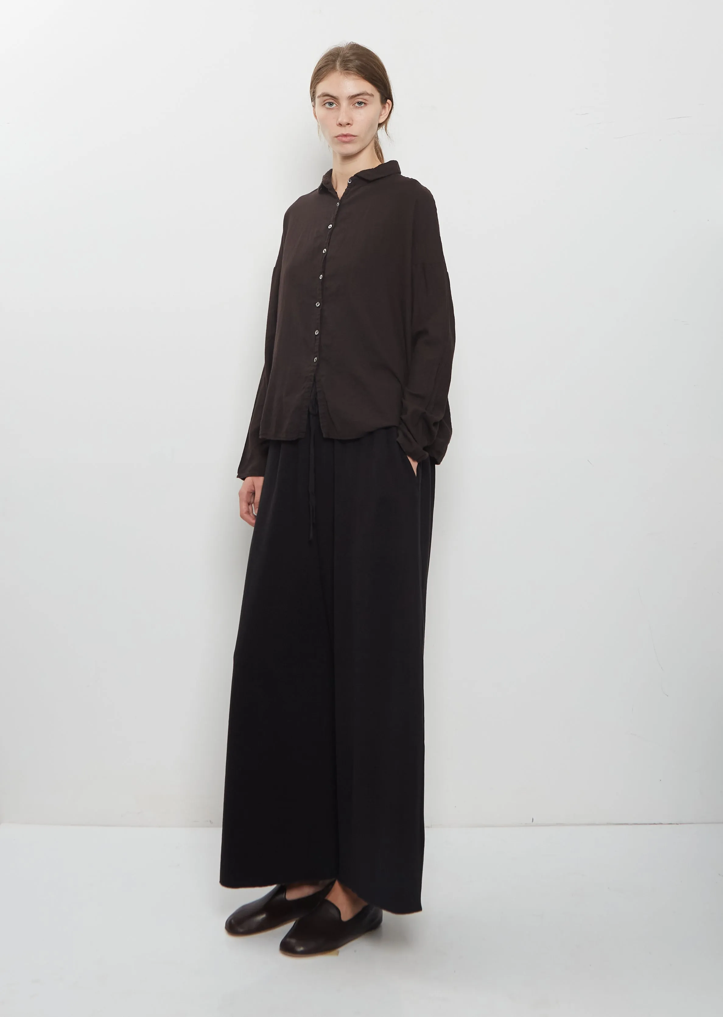 Light Cotton Short Collar Shirt — Brown sold by La Garconne product image thumbnail 4