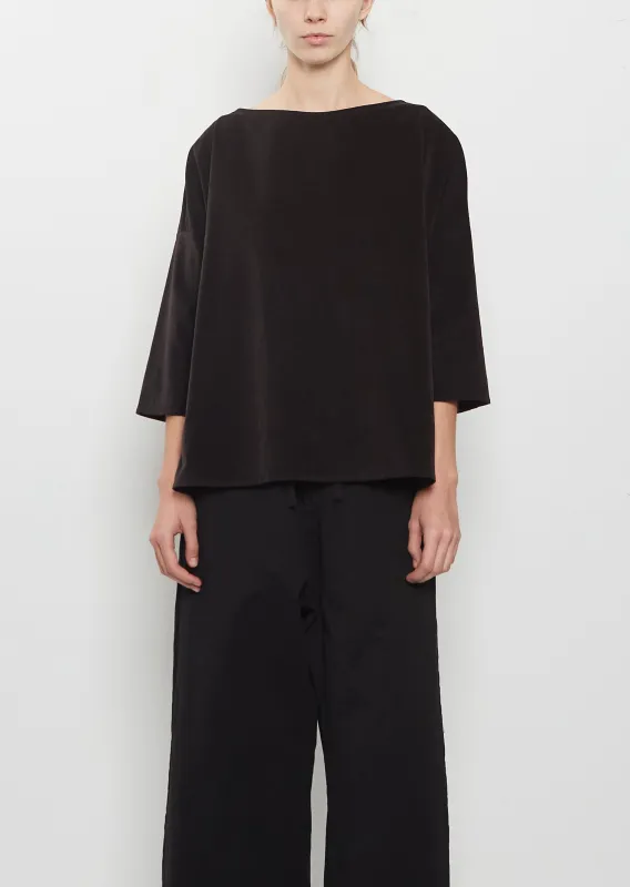 Velvet Boatneck Top — Brown made by Album di Famiglia