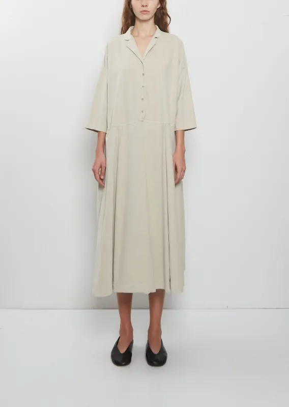 Velvet Tailored Collar Dress — Oatmeal made by Album di Famiglia