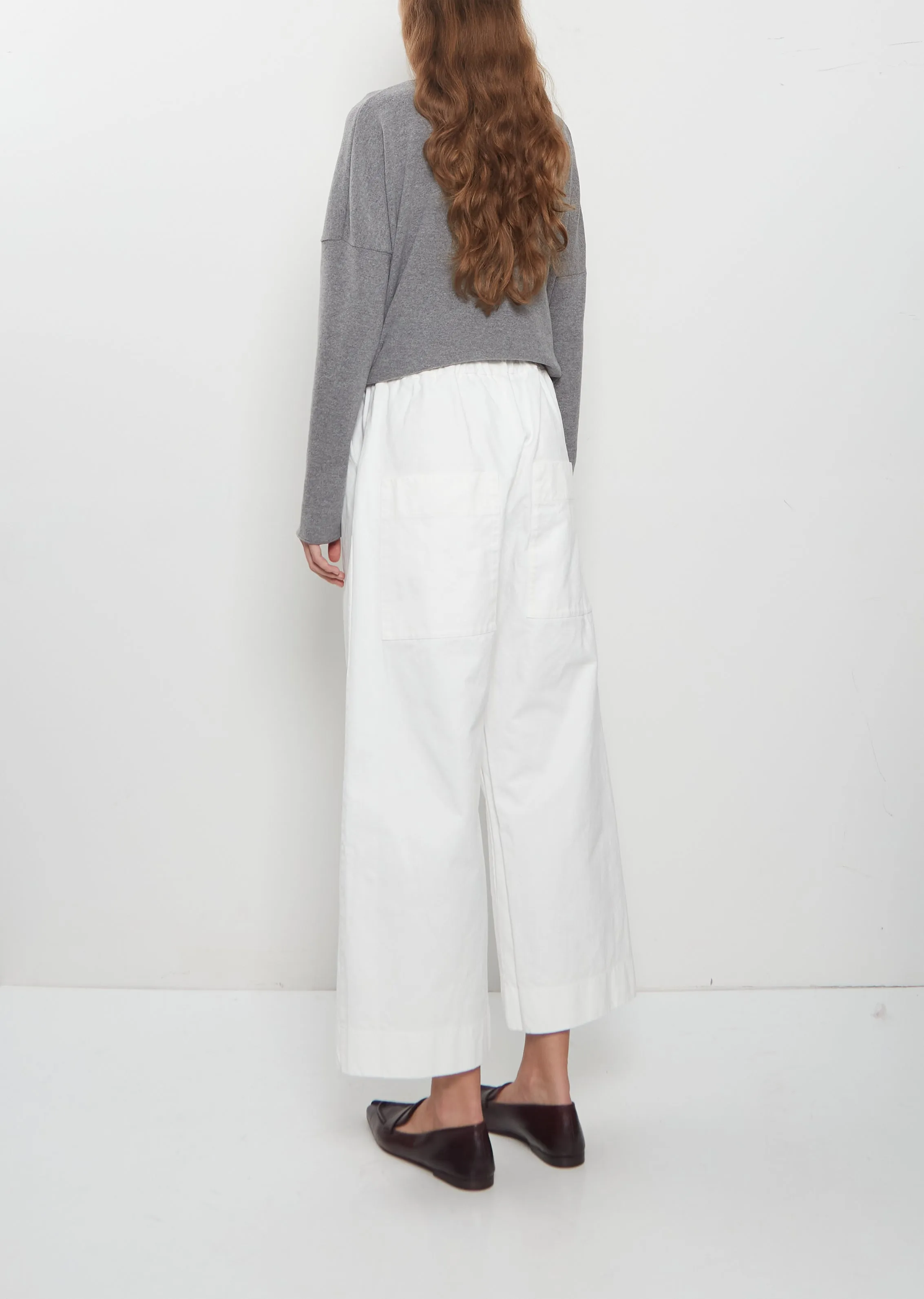 Compact Cotton Wide & Long Trousers — Milk sold by La Garconne product image thumbnail 3