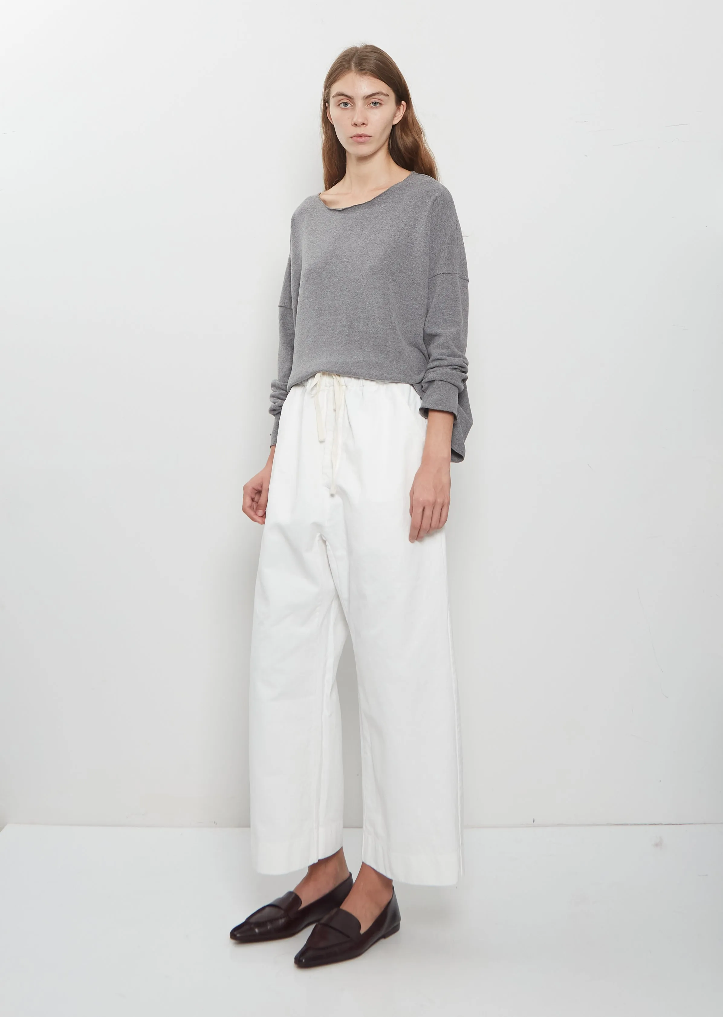 Compact Cotton Wide & Long Trousers — Milk sold by La Garconne product image thumbnail 4