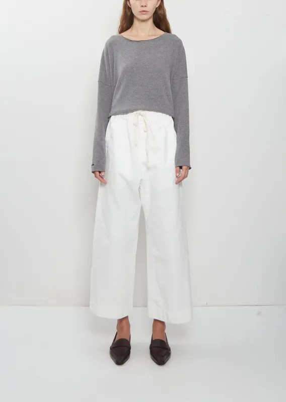 Compact Cotton Wide & Long Trousers — Milk made by Album di Famiglia