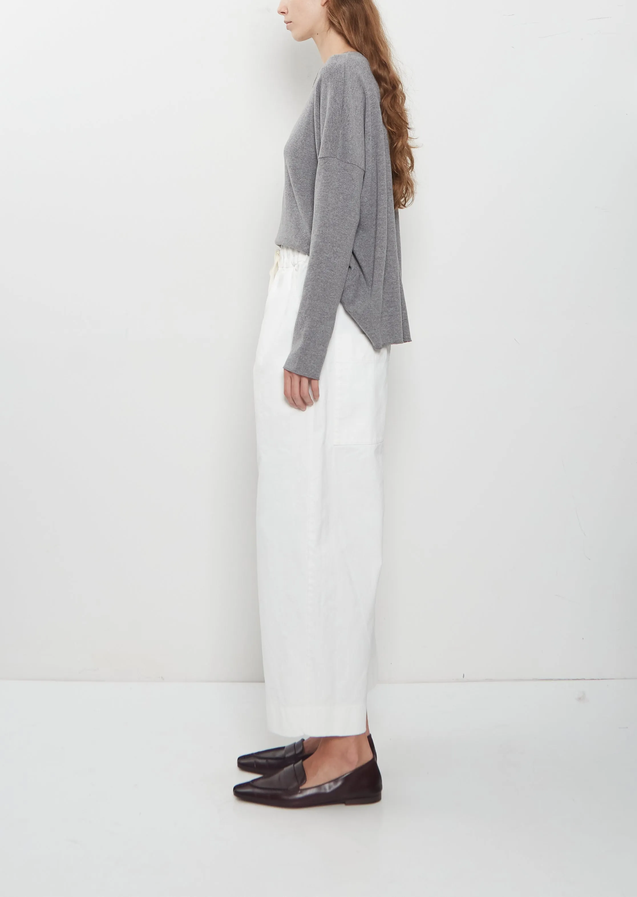 Compact Cotton Wide & Long Trousers — Milk sold by La Garconne product image thumbnail 2