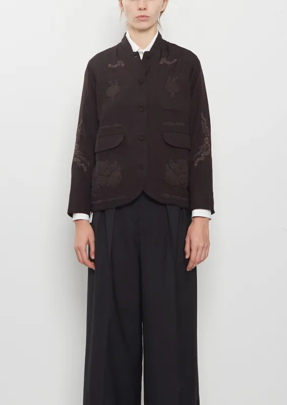 Phil's Flower Beads Wool Jacket — Dark Brown made by La Garconne