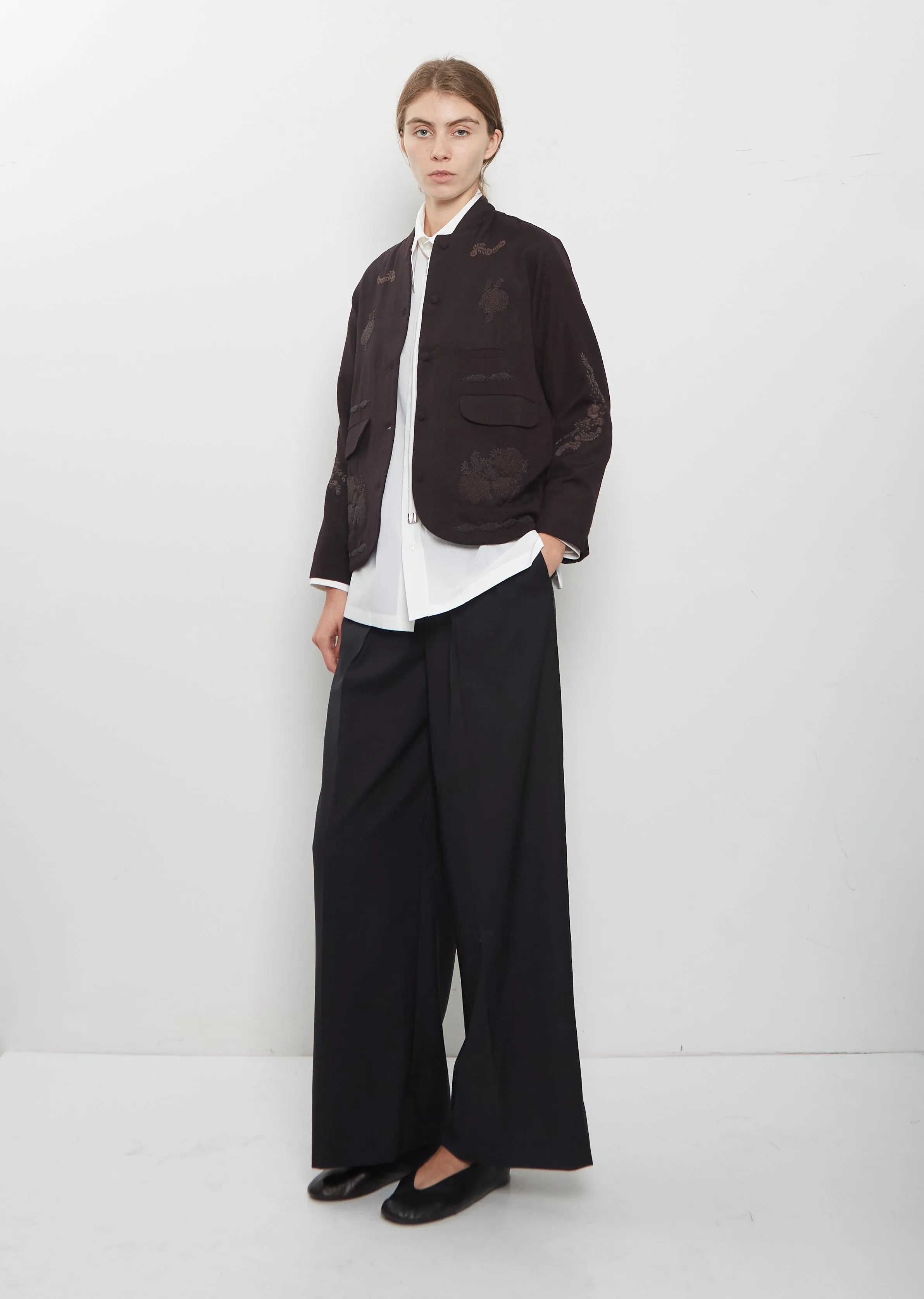 Phil's Flower Beads Wool Jacket — Dark Brown sold by La Garconne product image thumbnail 4