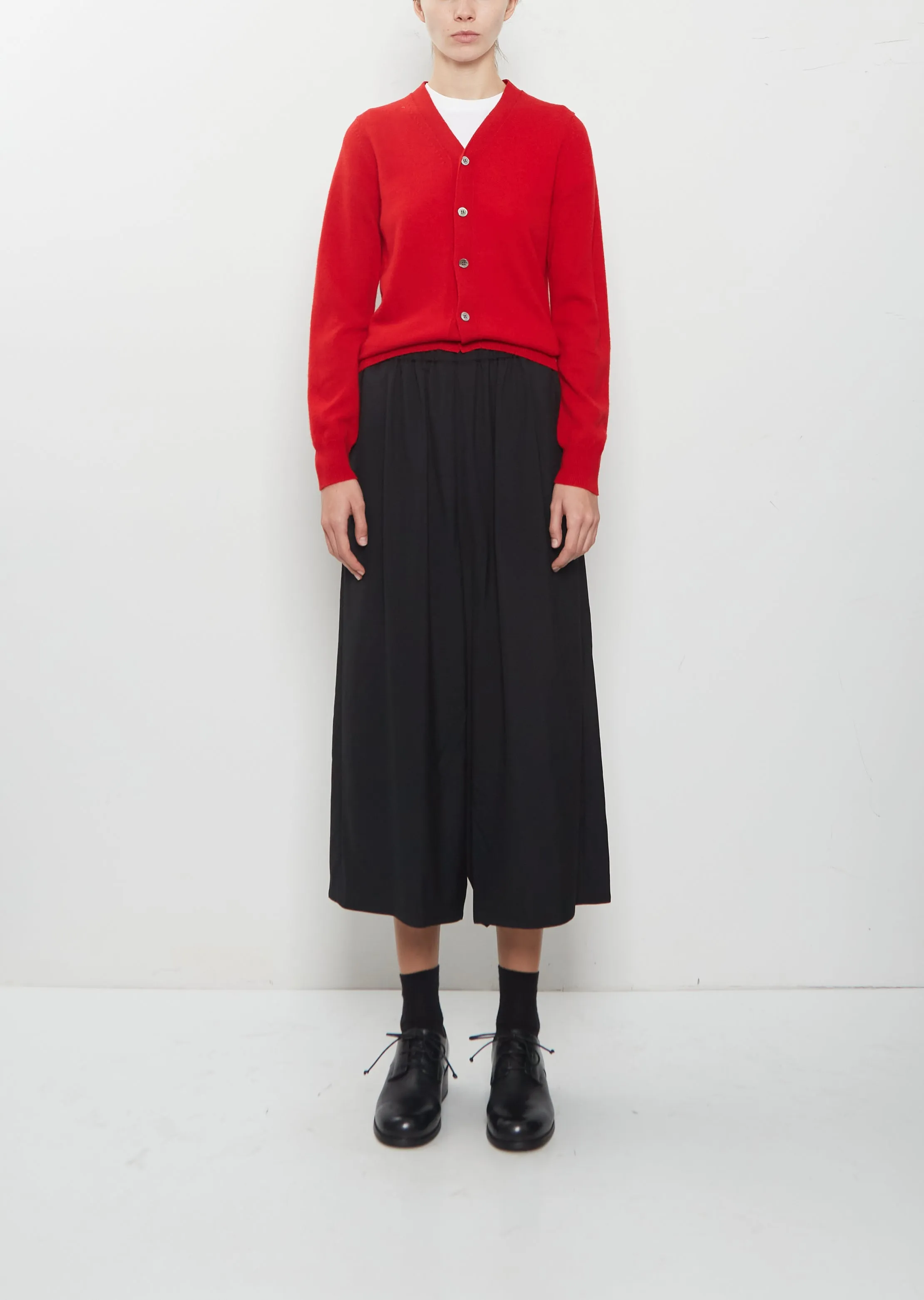 Tropical Wool Elasticated Waist Wide Pants sold by La Garconne