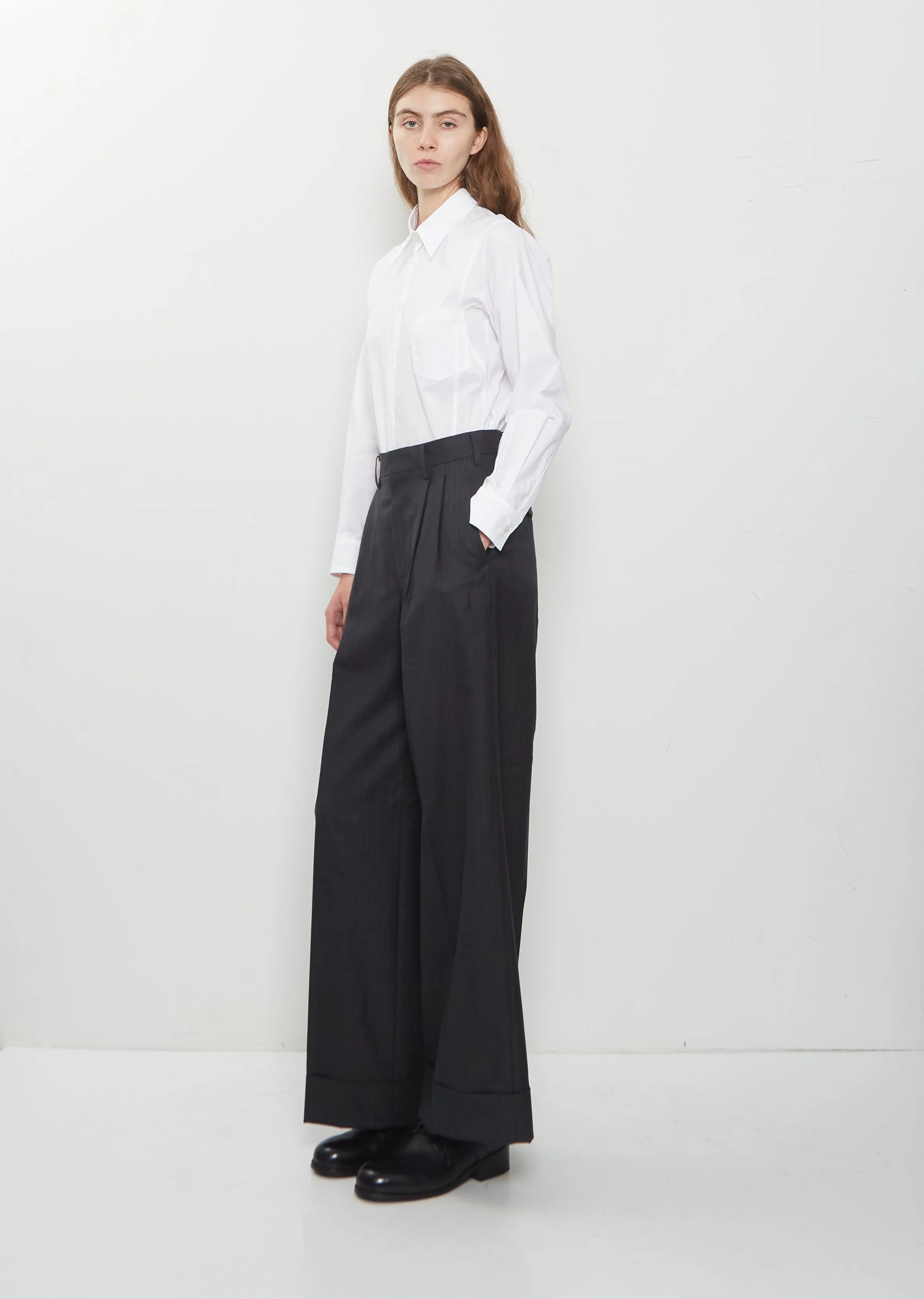 Wool Stripe Pleated Trouser sold by La Garconne product image thumbnail 4
