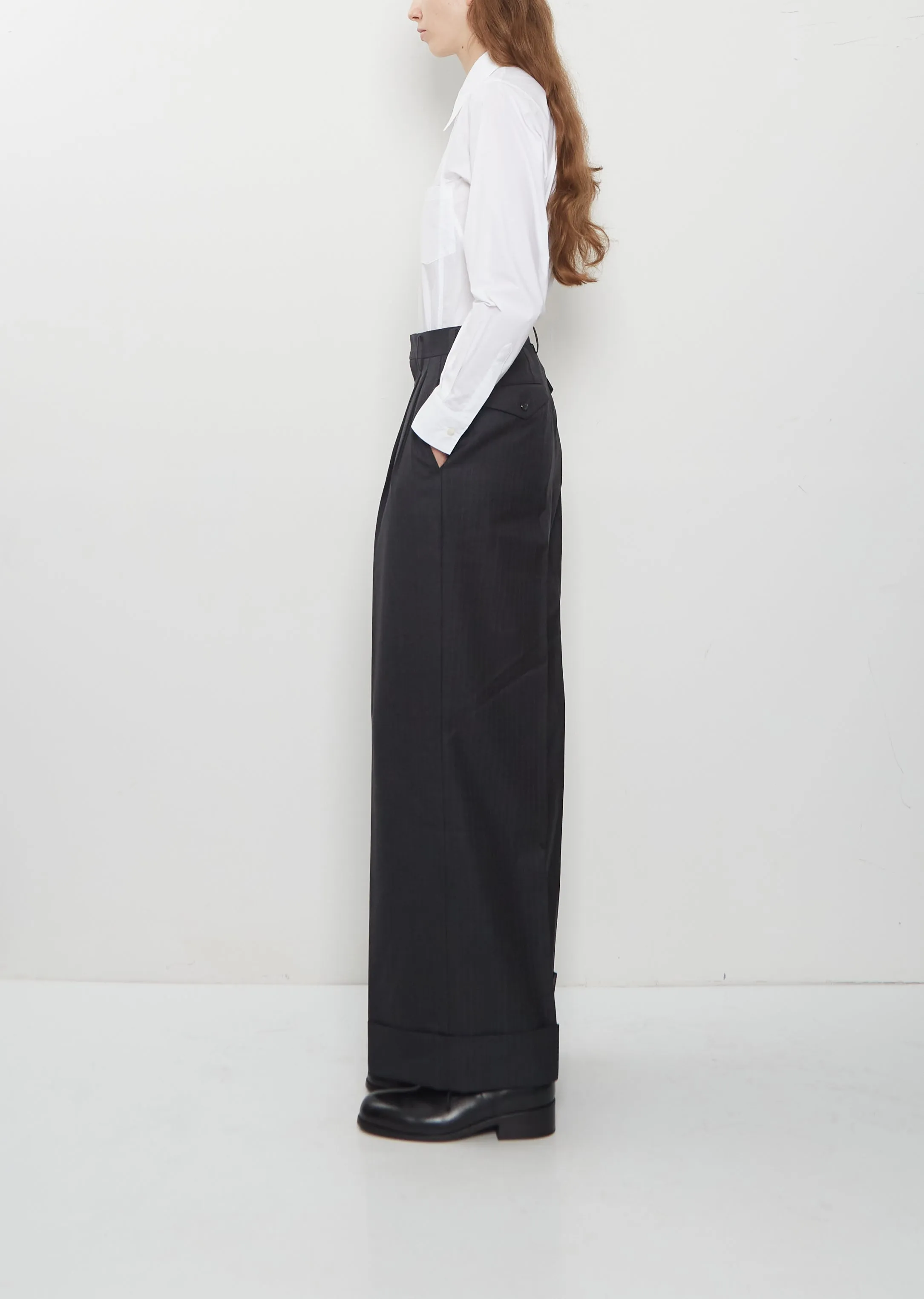 Wool Stripe Pleated Trouser sold by La Garconne product image thumbnail 2