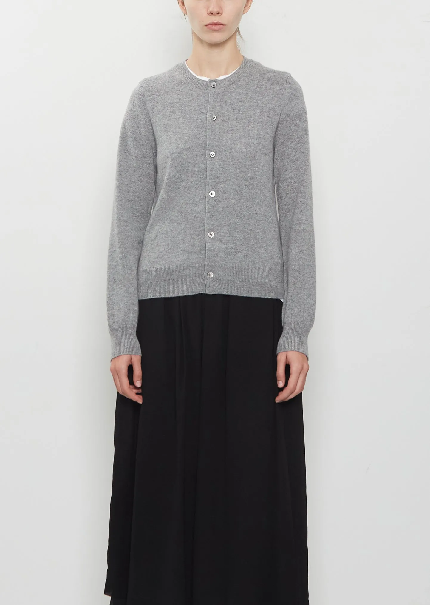 12 Gauge Cashmere Jersey Cardigan — Grey sold by La Garconne