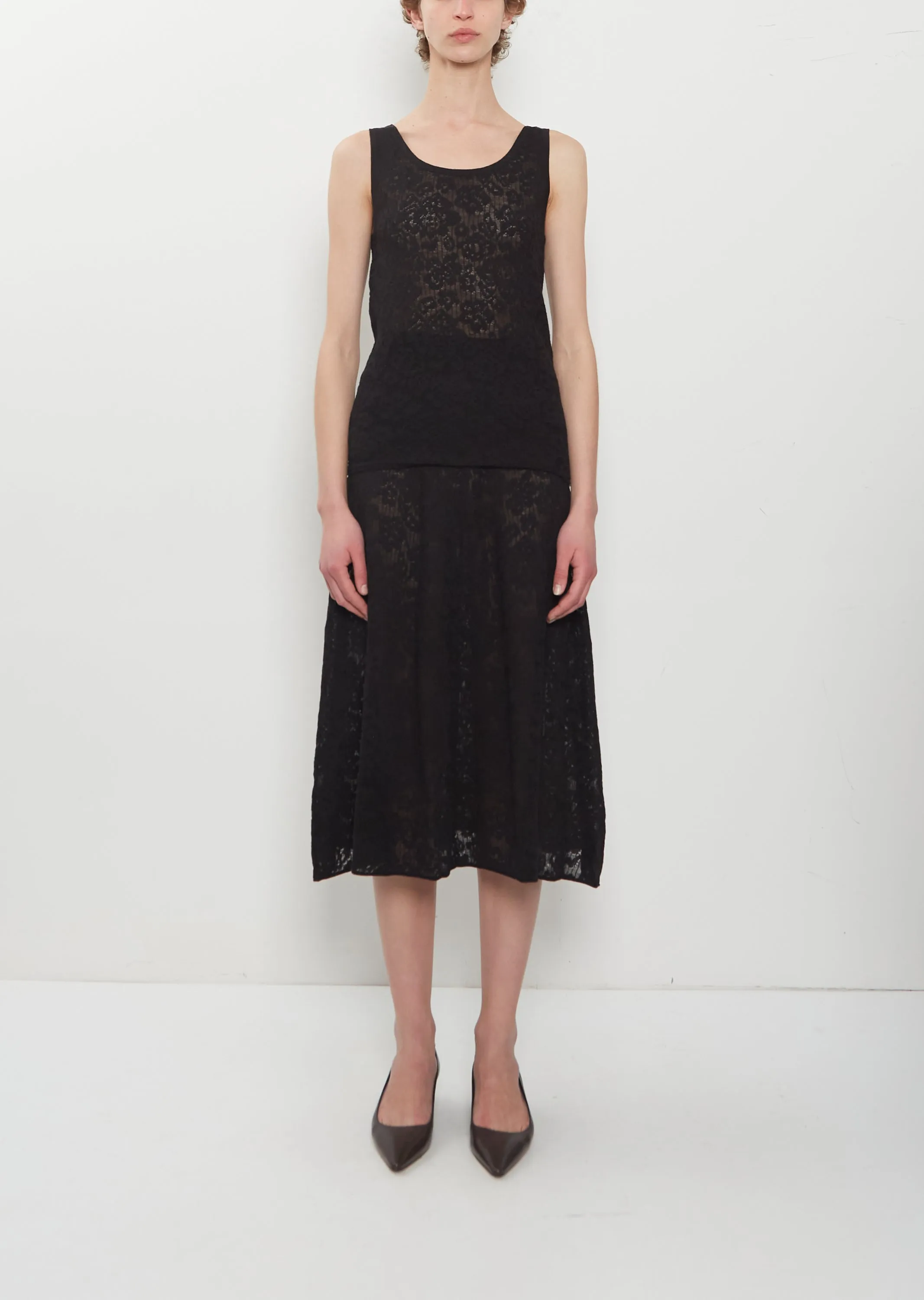 n°523 Kelly Lace Cashmere Skirt — Raven sold by La Garconne