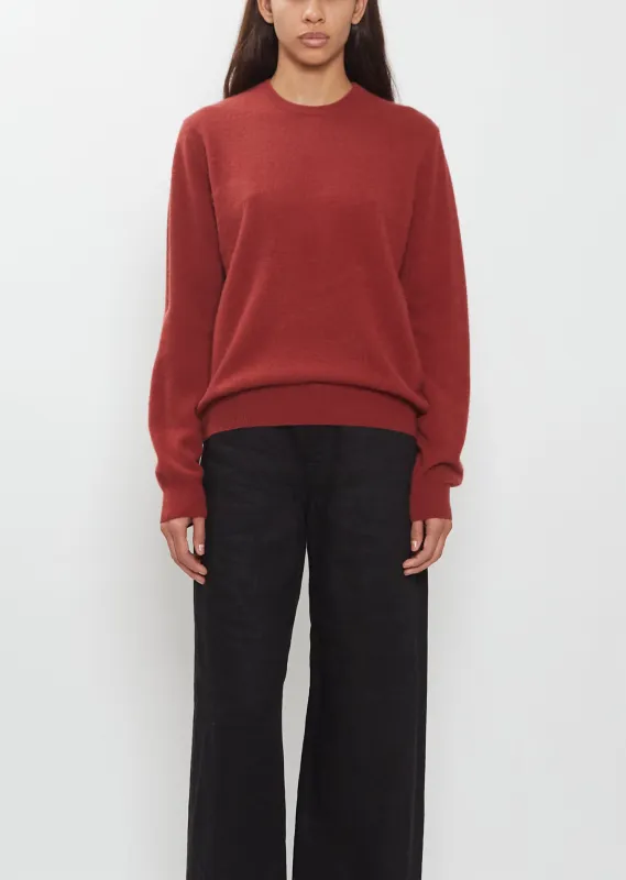 Mini R-Neck Cashmere Sweater — Burgundy made by frenckenberger