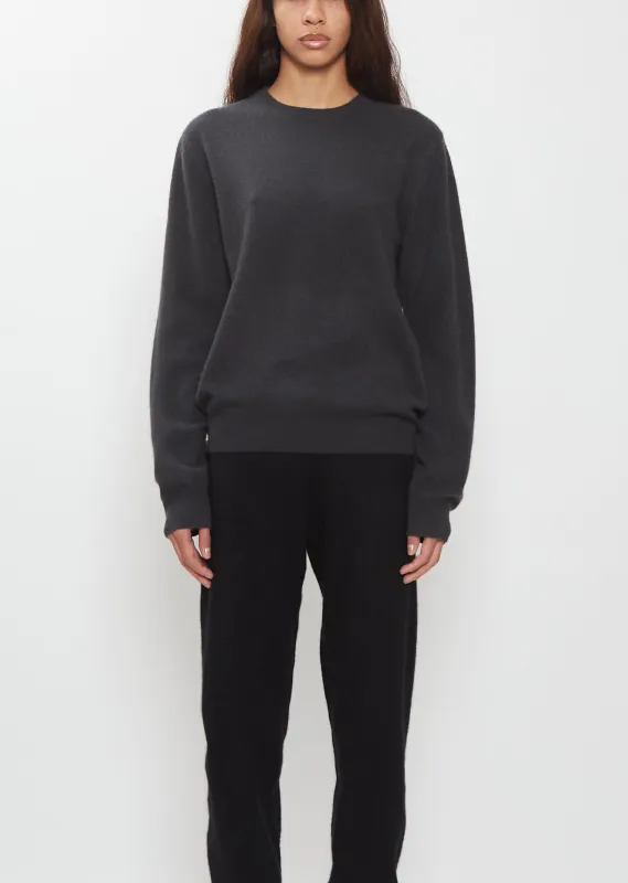 Mini R-Neck Cashmere Sweater — Charcoal made by frenckenberger