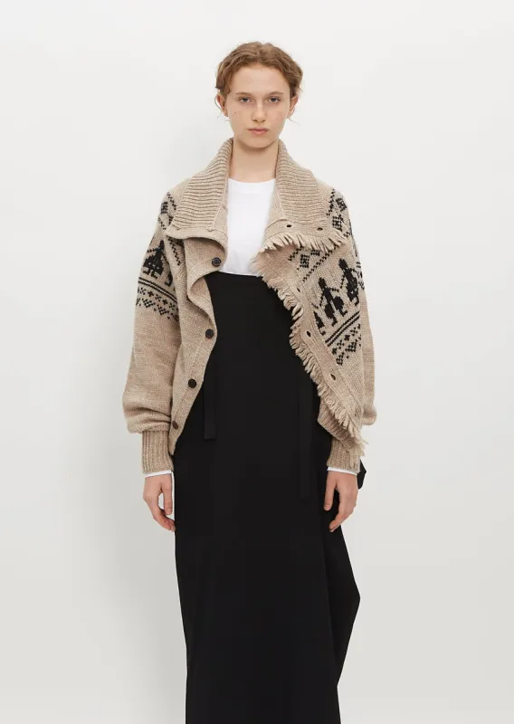 Fringe Wool Cardigan sold by La Garconne