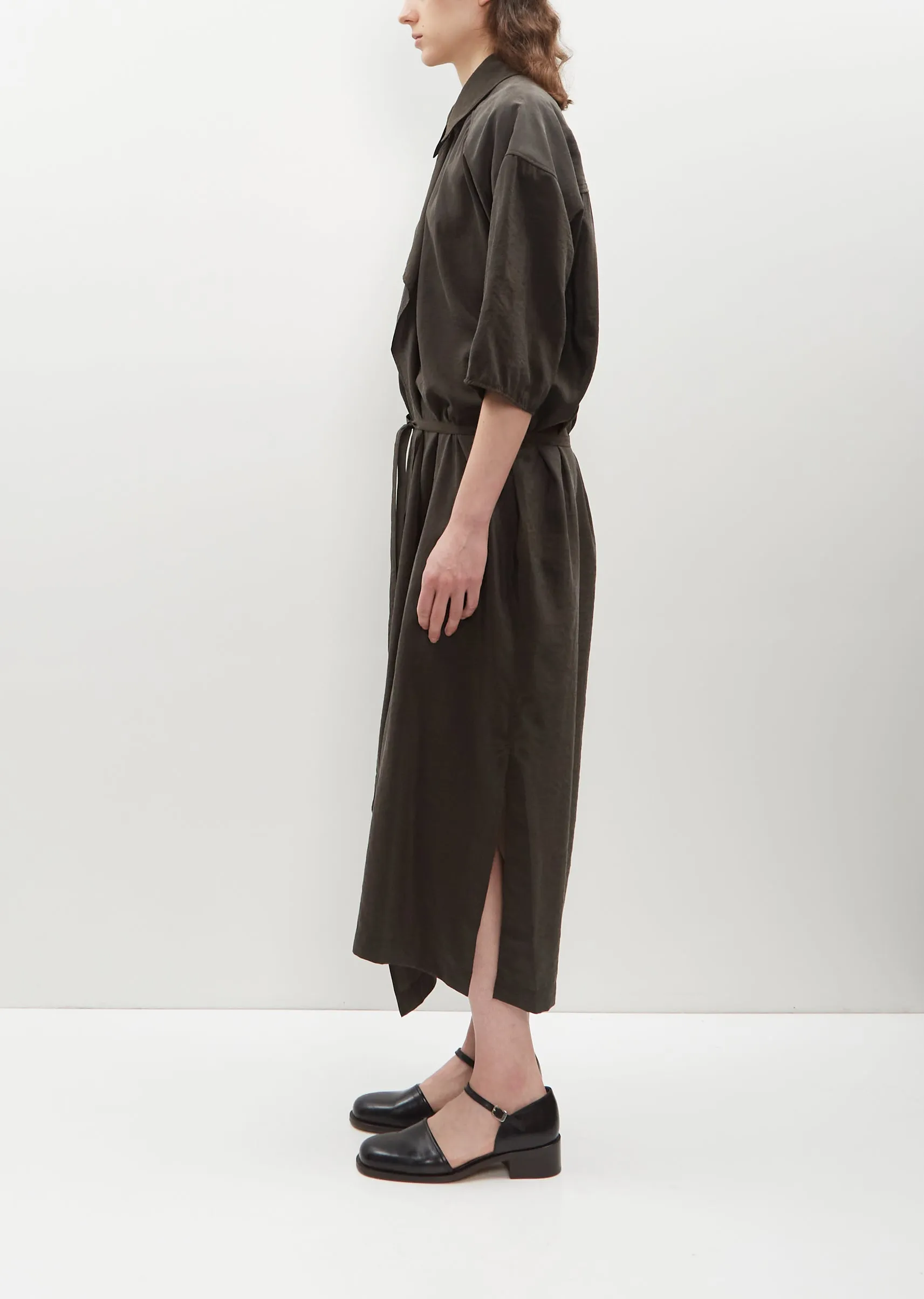 Asymmetrical Shirt Dress — Dark Espresso sold by La Garconne product image thumbnail 2