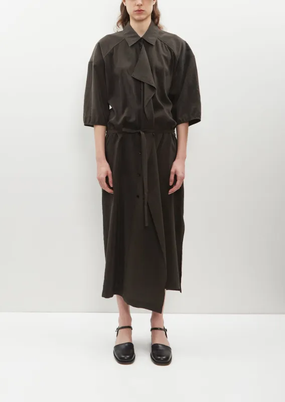 Asymmetrical Shirt Dress — Dark Espresso sold by La Garconne