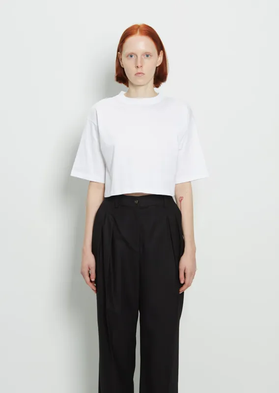 Gupo Cropped T-Shirt — White sold by La Garconne